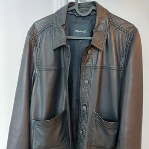 madewell washed leather chore jacket